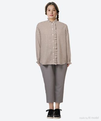 ラインチェック フリルブラウス 05FF073148 | marble SUD