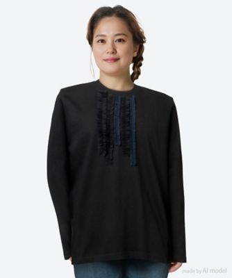 【送料無料】marble SUD (Women/大きいサイズ)/マーブルシュッド フリル L/S Tシャツ 12FF079279 02 BLK トップス【三越伊勢丹/公式】