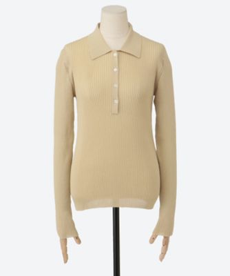 YLEVE (Women)/イレーヴ SHEER RIB KN L/S POLO 1685260010 カーキ180 トップス【三越伊勢丹/公式】