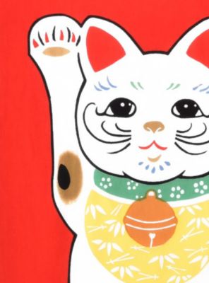 手ぬぐい　招き猫　赤　３６０