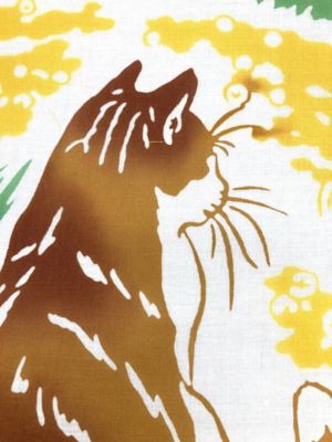 手ぬぐい　たんぽぽに猫　１４０６