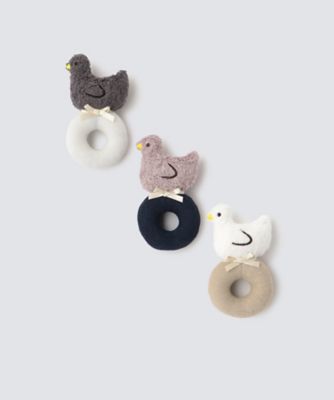 コットン　ことりガラガラ　ホワイト