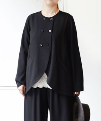 ＜BASCO (Women/大きいサイズ)＞クランプＪ　クラシカルなダブルボタンノーカラージャケット