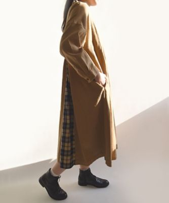 アニードレス・Ｂ　ツイルとチェックのコンビネーションワンピース