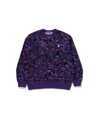 ＜A BATHING APE(R)・BAPE(R) (Men)＞スウェット　ＭＡＲＢＬＩＮＧ　ＣＡＭＯ　ＬＯＧＯ　ＲＥＬＡＸＥＤ　ＦＩＴ　ＣＲＥＷＮＥＣＫ　ＳＷＥＡＴＳＨＩＲＴ　１Ｋ８０－１１３－３０６