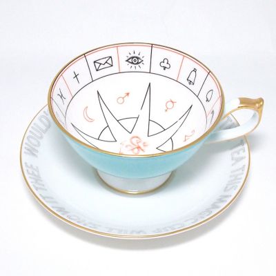 ★ネルロス紅茶占い　ティーカップ＆ソーサー　ターコイズ