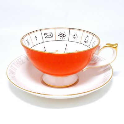 ★ネルロス紅茶占い　ティーカップ＆ソーサー　コーラル