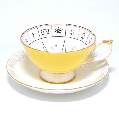 ＜Aynsley＞★ネルロス紅茶占い　ティーカップ＆ソーサー　イエロー