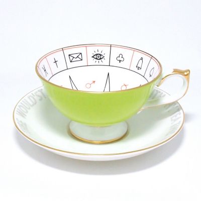 ＜Aynsley＞★ネルロス紅茶占い　ティーカップ＆ソーサー　ライムグリーン