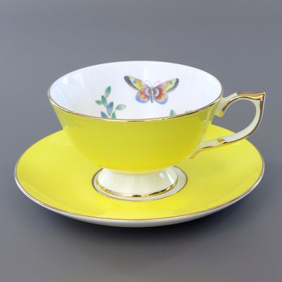 Aynsley China - エインズレイ　カップ&ソーサー　イエロー ☆オリエンタルバタフライティーカップ＆ソーサーイエロー