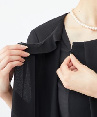 オンライン限定【オールシーズン・喪服・礼服・フォーマル用】ノーカラージャケット×シフォントップスワンピース