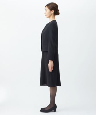 オンライン限定【オールシーズン・喪服・礼服・フォーマル用】ノーカラージャケット×シフォントップスワンピース