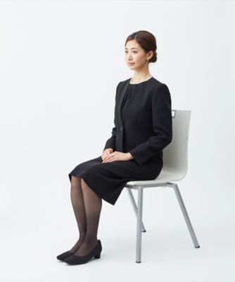 オンライン限定【オールシーズン・喪服・礼服・フォーマル用】ノーカラージャケット×シフォントップスワンピース