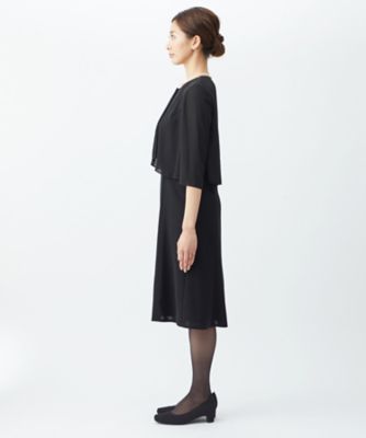 オンライン限定【オールシーズン・喪服・礼服・フォーマル用】ノーカラージャケット×シフォントップスワンピース