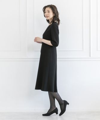 オンライン限定【オールシーズン・喪服・礼服・フォーマル】ノーカラージャケット×前開きフレアーワンピーススーツ