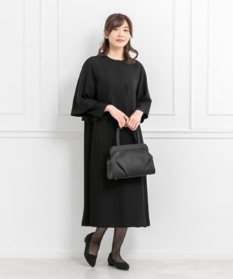 オンライン限定　【オールシーズン・喪服・礼服・フォーマル】ケープ風ジャケット×サイドプリーツワンピース（日本製）