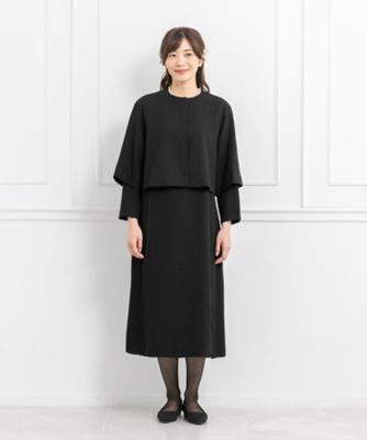 オンライン限定　【オールシーズン・喪服・礼服・フォーマル】ケープ風ジャケット×サイドプリーツワンピース（日本製）