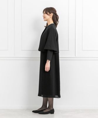 オンライン限定　【オールシーズン・喪服・礼服・フォーマル】ケープ風ジャケット×サイドプリーツワンピース（日本製）