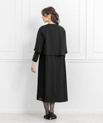 オンライン限定　【オールシーズン・喪服・礼服・フォーマル】ケープ風ジャケット×サイドプリーツワンピース（日本製）