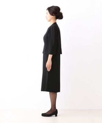 オンライン限定【オールシーズン・喪服・礼服・フォーマル】トリアセテートのスタンドカラージャケット×前開きワンピーススーツ