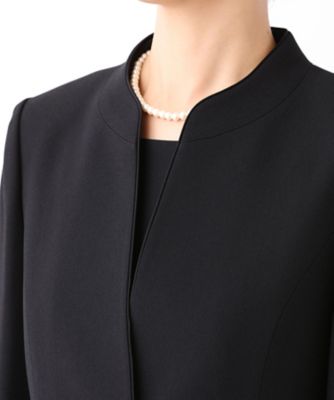 オンライン限定【オールシーズン・喪服・礼服・フォーマル】トリアセテートのスタンドカラージャケット×前開きワンピーススーツ