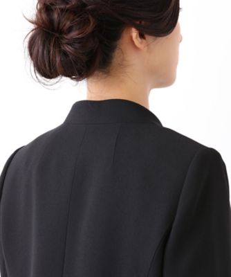 オンライン限定【オールシーズン・喪服・礼服・フォーマル】トリアセテートのスタンドカラージャケット×前開きワンピーススーツ