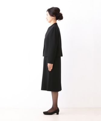 オンライン限定【オールシーズン・喪服・礼服・フォーマル】トリアセテートのスタンドカラージャケット×前開きワンピーススーツ