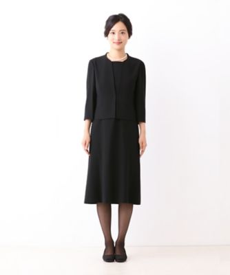 オンライン限定【オールシーズン・喪服・礼服・フォーマル】トリアセテートのスタンドカラージャケット×前開きワンピーススーツ