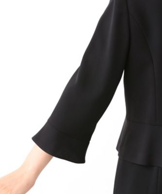 オンライン限定【オールシーズン・喪服・礼服・フォーマル】ノーカラージャケット×フリル衿前開きワンピーススーツ