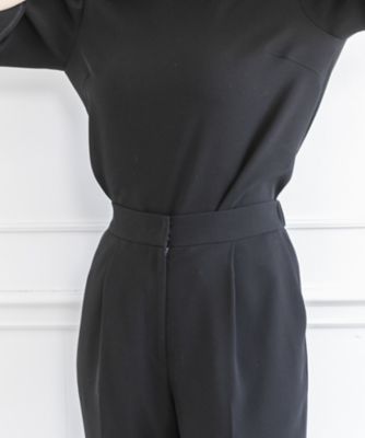 【オールシーズン・喪服・礼服・フォーマル】プルオーバー風ジャケット×ブラウス×パンツ３点セットアップスーツ