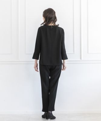 【オールシーズン・喪服・礼服・フォーマル】プルオーバー風ジャケット&times;ブラウス&times;パンツ３点セットアップスーツ