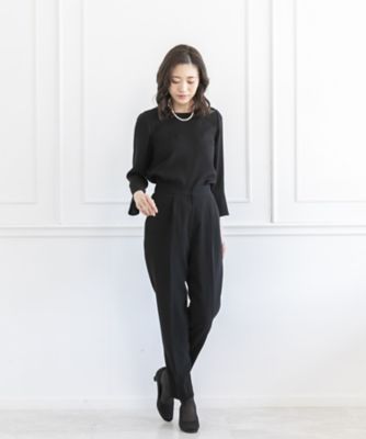 【オールシーズン・喪服・礼服・フォーマル】プルオーバー風ジャケット&times;ブラウス&times;パンツ３点セットアップスーツ