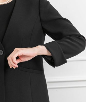 オンライン限定【オールシーズン・喪服・礼服・フォーマル】１つボタンジャケット×プリーツ使いブラウス×セミワイドパンツ３点セットアップスーツ