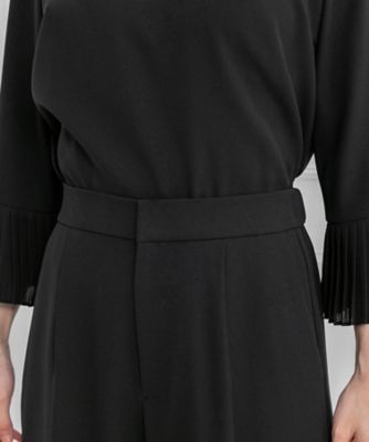 オンライン限定【オールシーズン・喪服・礼服・フォーマル】１つボタンジャケット×プリーツ使いブラウス×セミワイドパンツ３点セットアップスーツ