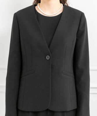 オンライン限定【オールシーズン・喪服・礼服・フォーマル】１つボタンジャケット×プリーツ使いブラウス×セミワイドパンツ３点セットアップスーツ