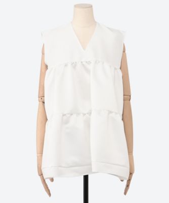 ノースリーブVネックフロントボリュームブラウス YCB