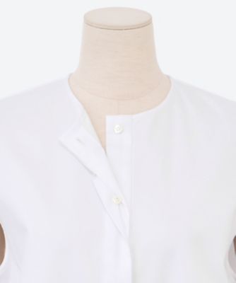 ノースリーブサイドラッフルコットンロングブラウス YCB―225