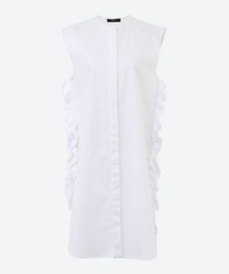 ノースリーブサイドラッフルコットンロングブラウス YCB―225