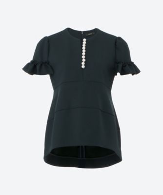 ギャザースリーブパールスリットラインブラウス YCB―625