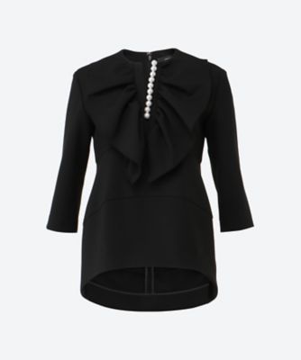 YOKO CHAN スリットラインラッフルパールブラウス　ペプラム　ヨーコチャン YOKO CHAN スリットラインラッフルパールブラウスペプラムヨーコチャン