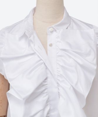 ポイントカラーボリュームラッフルコットンブラウス YCB－425