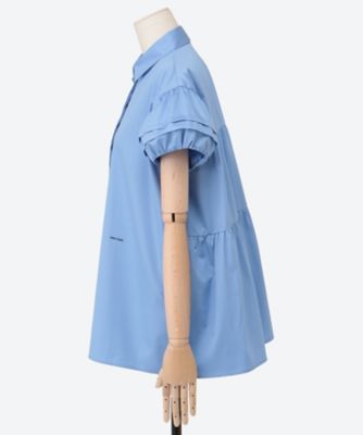 パフスリーブバックティアードオーバーサイズコットンブラウス YCB