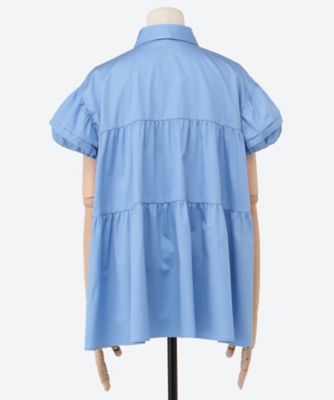 パフスリーブバックティアードオーバーサイズコットンブラウス YCB