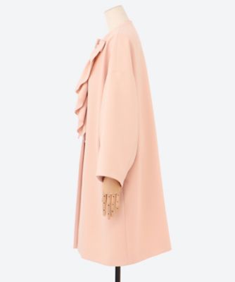 極美品】YOCOCHAN ヨーコチャン ノーカラーコート　フレア　レーヨン 38 YOKOCHAN ヨーコチャン YCC-122-173 22AW ブラック ベルテッドフリル