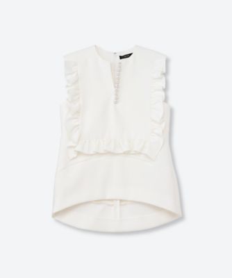 美品✨23ss YOKO CHAN フリルトリムパールトップス　ノースリーブ ノースリーブフリルトリムパールブラウス YCB－226－516