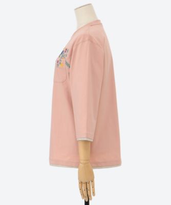 ★胸ポケット刺しゅう入り７分袖Ｔシャツ（クローバー）