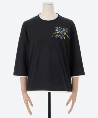 ★胸ポケット刺しゅう入り７分袖Ｔシャツ（クローバー）