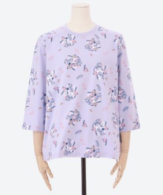 ★花柄プリント７分袖Ｔシャツ（クローバー）
