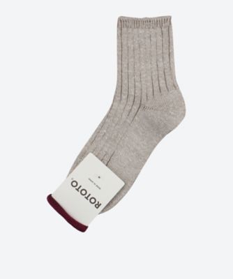 ROTOTO(R) (Women)/ロトト ソックス　ＬＩＮＥＮ　ＣＯＴＴＯＮ　ＲＩＢＢＥＤ　ＣＲＥＷ　ＳＯＣＫＳ　Ｒ１４６１―２３１