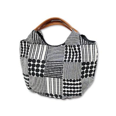 ＜京都/kitekite＞★ミニギャザートート（お数珠柄くろ）